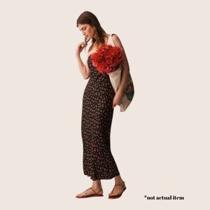 🍓 ANTHRO TILDA SLIP DRESS BIAS CUT STRAWBERRY PRINT REMOVABLE STRAPS XSP NWT